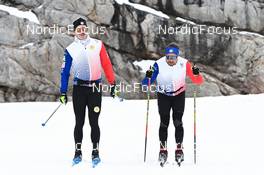 19.10.2022, Ramsau am Dachstein, Austria (AUT): Jules Chappaz (FRA), Renaud Jay (FRA), (l-r) - Cross-Country training, Ramsau am Dachstein (AUT). www.nordicfocus.com. © Reichert/NordicFocus. Every downloaded picture is fee-liable.