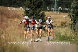 13.07.2022, Lavaze, Italy (ITA): Nadine Fahndrich (SUI), Lea Fischer (SUI), Nadja Kalin (SUI), Alina Meier (SUI), (l-r)  - Cross-Country training, Lavaze (ITA). www.nordicfocus.com. © Barbieri/NordicFocus. Every downloaded picture is fee-liable.