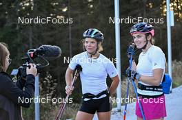 17.10.2022, Ramsau am Dachstein, Austria (AUT): Flora Dolci (FRA), Lena Quintin (FRA), (l-r) - Cross-Country training, Ramsau am Dachstein (AUT). www.nordicfocus.com. © Reichert/NordicFocus. Every downloaded picture is fee-liable.