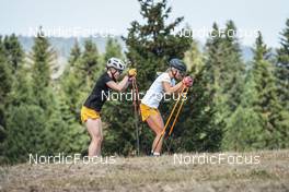 16.07.2022, Lavaze, Italy (ITA): Jonna Sundling (SWE), Emma Ribom (SWE), (l-r)  - Cross-Country training, Lavaze (ITA). www.nordicfocus.com. © Barbieri/NordicFocus. Every downloaded picture is fee-liable.