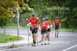 27.09.2022, Lavaze, Italy (ITA): Andreas Nygaard (NOR), Anniken Gjerde  Alnes  (NOR), (l-r)  - Cross-Country training, Lavaze (ITA). www.nordicfocus.com. © Vanzetta/NordicFocus. Every downloaded picture is fee-liable.