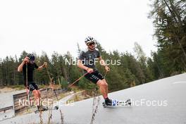14.10.2022, Ramsau am Dachstein, Austria (AUT): Hugo Lapalus (FRA), Theo Schely (FRA), (l-r) - Cross-Country training, Ramsau am Dachstein (AUT). www.nordicfocus.com. © Manzoni/NordicFocus. Every downloaded picture is fee-liable.