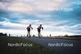 27.09.2022, Lavaze, Italy (ITA): Andreas Nygaard (NOR), Anders Aukland  (NOR), (l-r)  - Cross-Country training, Lavaze (ITA). www.nordicfocus.com. © Vanzetta/NordicFocus. Every downloaded picture is fee-liable.
