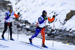 08.11.2022, Davos, Switzerland (SUI): Jules Chappaz (FRA), Renaud Jay (FRA), (l-r) - Cross-Country training, Snowfarming track, Davos (SUI). www.nordicfocus.com. © Manzoni/NordicFocus. Every downloaded picture is fee-liable.