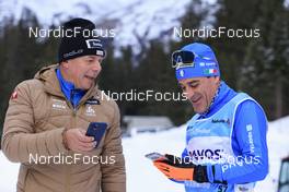 09.11.2022, Davos, Switzerland (SUI): Ivan Hudac, Coach Team Switzerland, Paolo Longo (ITA), coach Team Italy - Cross-Country training, Snowfarming track, Davos (SUI). www.nordicfocus.com. © Manzoni/NordicFocus. Every downloaded picture is fee-liable.