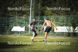10.07.2022, Lavaze, Italy (ITA): Erwan Kaeser (SUI), Roman Schaad  (SUI), (l-r)  - Cross-Country training, Lavaze (ITA). www.nordicfocus.com. © Vanzetta/NordicFocus. Every downloaded picture is fee-liable.