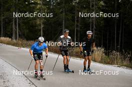 18.10.2022, Ramsau am Dachstein, Austria (AUT): Renaud Jay (FRA), Maurice Magnificat (FRA), Richard Jouve (FRA), (l-r) - Cross-Country training, Ramsau am Dachstein (AUT). www.nordicfocus.com. © Reichert/NordicFocus. Every downloaded picture is fee-liable.