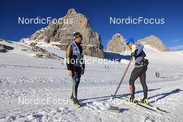16.10.2022, Ramsau am Dachstein, Austria (AUT): Marc Steur (GER), coach Team Germany, Jonas Dobler (GER), (l-r) - Cross-Country training, Ramsau am Dachstein (AUT). www.nordicfocus.com. © Manzoni/NordicFocus. Every downloaded picture is fee-liable.