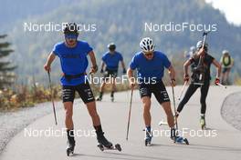 12.10.2022, Ramsau am Dachstein, Austria (AUT): Hugo Lapalus (FRA), Theo Schely (FRA), (l-r) - Cross-Country training, Ramsau am Dachstein (AUT). www.nordicfocus.com. © Manzoni/NordicFocus. Every downloaded picture is fee-liable.