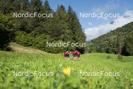 26.09.2022, Lavaze, Italy (ITA): Anders Aukland  (NOR), Joar Thele  (NOR), Johan Hoel  (NOR), (l-r)  - Cross-Country training, Lavaze (ITA). www.nordicfocus.com. © Vanzetta/NordicFocus. Every downloaded picture is fee-liable.