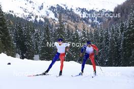 07.11.2022, Davos, Switzerland (SUI): Hugo Lapalus (FRA), Clement Parisse (FRA), (l-r) - Cross-Country training, Snowfarming track, Davos (SUI). www.nordicfocus.com. © Manzoni/NordicFocus. Every downloaded picture is fee-liable.