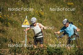 13.07.2022, Lavaze, Italy (ITA): Roman Furger (SUI), Erwan Kaser (SUI), (l-r)  - Cross-Country training, Lavaze (ITA). www.nordicfocus.com. © Barbieri/NordicFocus. Every downloaded picture is fee-liable.