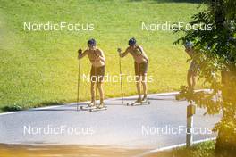 26.09.2022, Lavaze, Italy (ITA): Oskar Kardin  (SWE), Anders Aukland  (NOR), (l-r)  - Cross-Country training, Lavaze (ITA). www.nordicfocus.com. © Vanzetta/NordicFocus. Every downloaded picture is fee-liable.