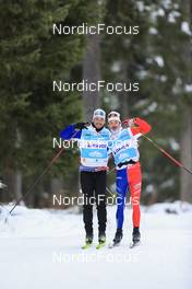08.11.2022, Davos, Switzerland (SUI): Lucas Chanavat (FRA), Hugo Lapalus (FRA), (l-r) - Cross-Country training, Snowfarming track, Davos (SUI). www.nordicfocus.com. © Manzoni/NordicFocus. Every downloaded picture is fee-liable.