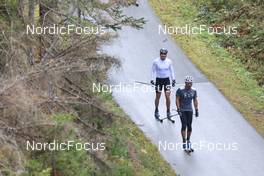 14.10.2022, Ramsau am Dachstein, Austria (AUT): Jules Chappaz (FRA), Richard Jouve (FRA), (l-r) - Cross-Country training, Ramsau am Dachstein (AUT). www.nordicfocus.com. © Manzoni/NordicFocus. Every downloaded picture is fee-liable.