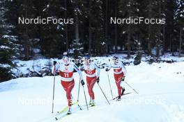 07.11.2022, Davos, Switzerland (SUI): Marina Kaelin (SUI), Giuliana Werro (SUI), Desiree Steiner (SUI), (l-r) - Cross-Country training, Snowfarming track, Davos (SUI). www.nordicfocus.com. © Manzoni/NordicFocus. Every downloaded picture is fee-liable.