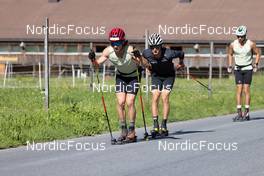 30.06.2022, Davos, Switzerland (SUI): Cla-Ursin Nufer (SUI), Avelino Naepflin (SUI), Nicola Wigger (SUI), (l-r) - Cross-Country training, Davos (SUI). www.nordicfocus.com. © Manzoni/NordicFocus. Every downloaded picture is fee-liable.