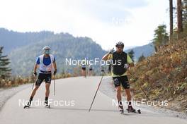 12.10.2022, Ramsau am Dachstein, Austria (AUT): Lucas Chanavat (FRA), Renaud Jay (FRA), (l-r) - Cross-Country training, Ramsau am Dachstein (AUT). www.nordicfocus.com. © Manzoni/NordicFocus. Every downloaded picture is fee-liable.