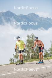 27.06.2022, Tignes, France (FRA): Lucas Chanavat (FRA), Maurice Manificat (FRA), (l-r) - Cross-Country training, Tignes (FRA). www.nordicfocus.com. ©Authamayou/NordicFocus. Every downloaded picture is fee-liable.