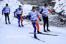 08.11.2022, Davos, Switzerland (SUI): Jules Chappaz (FRA), Richard Jouve (FRA), Clement Parisse (FRA), Renaud Jay (FRA), (l-r) - Cross-Country training, Snowfarming track, Davos (SUI). www.nordicfocus.com. © Manzoni/NordicFocus. Every downloaded picture is fee-liable.