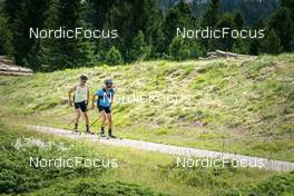 10.07.2022, Lavaze, Italy (ITA): Beda Klee (SUI), Jonas Baumann (SUI), (l-r)  - Cross-Country training, Lavaze (ITA). www.nordicfocus.com. © Vanzetta/NordicFocus. Every downloaded picture is fee-liable.