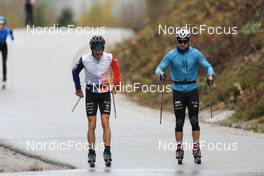14.10.2022, Ramsau am Dachstein, Austria (AUT): Hugo Lapalus (FRA), Renaud Jay (FRA), (l-r) - Cross-Country training, Ramsau am Dachstein (AUT). www.nordicfocus.com. © Manzoni/NordicFocus. Every downloaded picture is fee-liable.