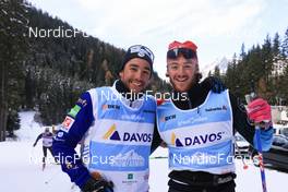 08.11.2022, Davos, Switzerland (SUI): Arnaud Chautemps (FRA), Paul Combey (FRA), (l-r) - Cross-Country training, Snowfarming track, Davos (SUI). www.nordicfocus.com. © Manzoni/NordicFocus. Every downloaded picture is fee-liable.