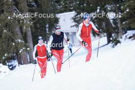 07.11.2022, Davos, Switzerland (SUI): Marina Kaelin (SUI), Desiree Steiner (SUI), Giuliana Werro (SUI), (l-r) - Cross-Country training, Snowfarming track, Davos (SUI). www.nordicfocus.com. © Manzoni/NordicFocus. Every downloaded picture is fee-liable.
