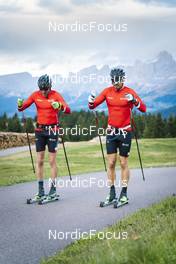 27.09.2022, Lavaze, Italy (ITA): Anders Aukland  (NOR), Andreas Nygaard (NOR), (l-r)  - Cross-Country training, Lavaze (ITA). www.nordicfocus.com. © Vanzetta/NordicFocus. Every downloaded picture is fee-liable.
