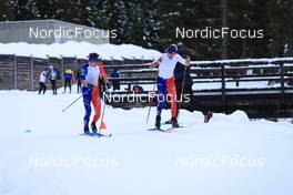 07.11.2022, Davos, Switzerland (SUI): Clement Parisse (FRA), Hugo Lapalus (FRA), (l-r) - Cross-Country training, Snowfarming track, Davos (SUI). www.nordicfocus.com. © Manzoni/NordicFocus. Every downloaded picture is fee-liable.