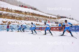 01.04.2022, Premanon, France (FRA): Charly Rousset (FRA), Tom Mancini (FRA), Renaud Jay (FRA), Jules Chappaz (FRA), Gaspard Rousset (FRA), (l-r)  - French Championships cross-country, individual sprint, Premanon (FRA). www.nordicfocus.com. © Leo Authamayou/NordicFocus. Every downloaded picture is fee-liable.