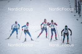 01.04.2022, Premanon, France (FRA): ROMANE Perrillat Collomb (FRA), JEHANNE Grosjean (FRA), MANON Gloriod (FRA), MARGUERITE Couval (FRA), CAMILLE Couloumy (FRA), (l-r)  - French Championships cross-country, individual sprint, Premanon (FRA). www.nordicfocus.com. © Augustin Authamayou/NordicFocus. Every downloaded picture is fee-liable.