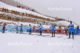 01.04.2022, Premanon, France (FRA): Charly Rousset (FRA), Tom Mancini (FRA), Renaud Jay (FRA), Jules Chappaz (FRA), Gaspard Rousset (FRA), (l-r)  - French Championships cross-country, individual sprint, Premanon (FRA). www.nordicfocus.com. © Leo Authamayou/NordicFocus. Every downloaded picture is fee-liable.