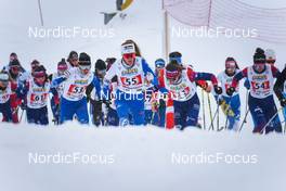 02.04.2022, Premanon, France (FRA): Noelie Vittoz (FRA), Margot Tirloy (FRA), Alice Bourdin (FRA), Marguerite Couval (FRA), Annette Coupat (FRA), (l-r)  - French Championships cross-country, mass, Premanon (FRA). www.nordicfocus.com. © Leo Authamayou/NordicFocus. Every downloaded picture is fee-liable.