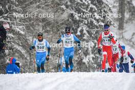 02.04.2022, Premanon, France (FRA): Simon Chappaz (FRA), Mathis Desloges (FRA), Mathieu Blanc (FRA), (l-r)  - French Championships cross-country, mass, Premanon (FRA). www.nordicfocus.com. © Augustin Authamayou/NordicFocus. Every downloaded picture is fee-liable.