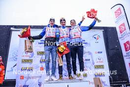 02.04.2022, Premanon, France (FRA): Remi Bourdin (FRA), Theo Schely (FRA), Jules Chappaz (FRA), (l-r) - French Championships cross-country, mass, Premanon (FRA). www.nordicfocus.com. © Augustin Authamayou/NordicFocus. Every downloaded picture is fee-liable.