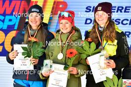 02.04.2022, Oberwiesenthal, Germany (GER): 2nd place, Christina Doeringer (GER), 1st place, Charlotte Boehme (GER), 3rd place, Lena Mettang (GER), (l-r) - German Championships cross-country, mass, Oberwiesenthal (GER). www.nordicfocus.com. © Reichert/NordicFocus. Every downloaded picture is fee-liable.