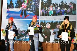 02.04.2022, Oberwiesenthal, Germany (GER): 2nd place, Saskia Nuernberger (GER), 1st place, Helen Hoffmann (GER), 3rd place, Alexandra Otto (GER), (l-r) - German Championships cross-country, mass, Oberwiesenthal (GER). www.nordicfocus.com. © Reichert/NordicFocus. Every downloaded picture is fee-liable.