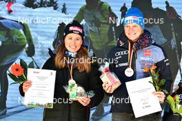 02.04.2022, Oberwiesenthal, Germany (GER): 1st place, Katharina Hennig (GER), 3rd place, Viktoria Carl (GER) - German Championships cross-country, mass, Oberwiesenthal (GER). www.nordicfocus.com. © Reichert/NordicFocus. Every downloaded picture is fee-liable.