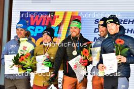 02.04.2022, Oberwiesenthal, Germany (GER): 6th place, Anian Sossau(GER), 2nd place, Lucas Boegl (GER), 1st place, Thomas Bing (GER), 4th place, Korbinian Heiland(GER), 5th place, Albert Kuchler(GER), (l-r) - German Championships cross-country, mass, Oberwiesenthal (GER). www.nordicfocus.com. © Reichert/NordicFocus. Every downloaded picture is fee-liable.