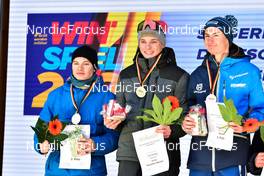 02.04.2022, Oberwiesenthal, Germany (GER): 2nd place, Lennart Roever (GER), 1st place, Toni Rollinger (GER), 3rd place, Tobias Buschek (GER), (l-r) - German Championships cross-country, mass, Oberwiesenthal (GER). www.nordicfocus.com. © Reichert/NordicFocus. Every downloaded picture is fee-liable.