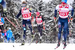 02.04.2022, Oberwiesenthal, Germany (GER): Niklas Mueller (GER), Florian Notz (GER), Lucas Boegl (GER), (l-r) - German Championships cross-country, mass, Oberwiesenthal (GER). www.nordicfocus.com. © Reichert/NordicFocus. Every downloaded picture is fee-liable.