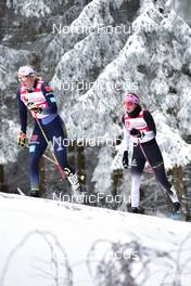 02.04.2022, Oberwiesenthal, Germany (GER): Viktoria Carl (GER), Laura Gimmler (GER), (l-r) - German Championships cross-country, mass, Oberwiesenthal (GER). www.nordicfocus.com. © Reichert/NordicFocus. Every downloaded picture is fee-liable.