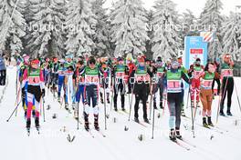 03.04.2022, Oberwiesenthal, Germany (GER): Charlotte Boehme (GER), Ella Paul (GER), Luisa Dahlke (GER), Betty Eder (GER), (l-r) - German Championships cross-country, relay, Oberwiesenthal (GER). www.nordicfocus.com. © Reichert/NordicFocus. Every downloaded picture is fee-liable.
