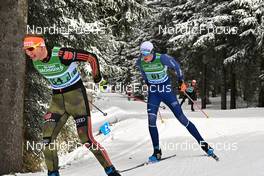 03.04.2022, Oberwiesenthal, Germany (GER): Nick Fritzsch (GER), Paul Morgott (GER), (l-r) - German Championships cross-country, relay, Oberwiesenthal (GER). www.nordicfocus.com. © Reichert/NordicFocus. Every downloaded picture is fee-liable.