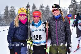 03.04.2022, Oberwiesenthal, Germany (GER): Lisa Lohmann (GER), Helen Hoffmann (GER), Emily Herrnkind (GER), (l-r) - German Championships cross-country, relay, Oberwiesenthal (GER). www.nordicfocus.com. © Reichert/NordicFocus. Every downloaded picture is fee-liable.