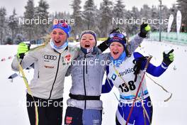 03.04.2022, Oberwiesenthal, Germany (GER): Anne Winkler (GER), Nadine Herrmann (GER), Julia Preussger (GER), (l-r) - German Championships cross-country, relay, Oberwiesenthal (GER). www.nordicfocus.com. © Reichert/NordicFocus. Every downloaded picture is fee-liable.