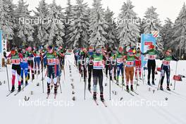 03.04.2022, Oberwiesenthal, Germany (GER): Charlotte Boehme (GER), Ella Paul (GER), Luisa Dahlke (GER), Betty Eder (GER), Monique Siegel (GER), (l-r) - German Championships cross-country, relay, Oberwiesenthal (GER). www.nordicfocus.com. © Reichert/NordicFocus. Every downloaded picture is fee-liable.