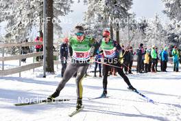03.04.2022, Oberwiesenthal, Germany (GER): Niklas Mueller (GER), Roy Dietsch (GER), (l-r) - German Championships cross-country, relay, Oberwiesenthal (GER). www.nordicfocus.com. © Reichert/NordicFocus. Every downloaded picture is fee-liable.