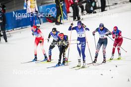 08.02.2022, Beijing, China (CHN): Sofie Krehl (GER), Alina Meier (SUI), Julia Kern (USA), (l-r)  - XXIV. Olympic Winter Games Beijing 2022, cross-country, individual sprint, Beijing (CHN). www.nordicfocus.com. © Modica/NordicFocus. Every downloaded picture is fee-liable.
